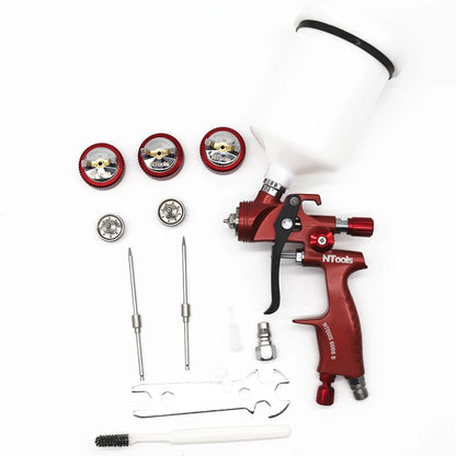 Pistola de Pintura Profissional Modelo NTools 6008B 1.4 1.8 Vermelho